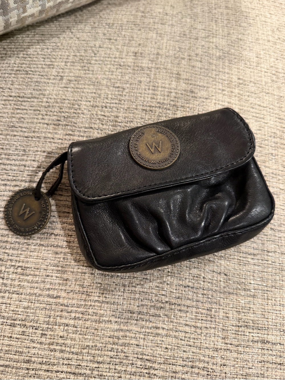 Wanderers Travel Co Verbier Black Leather Card Wallet Coin Pouch EUC!! Like New!